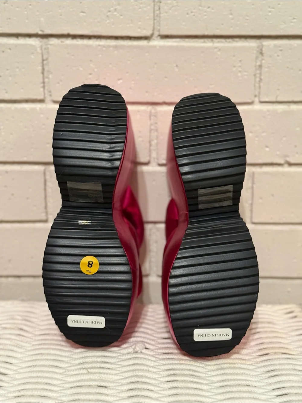 Dolls Kill Lemon Drop Metallic Fuchsia Padded Platform Slide Sandals